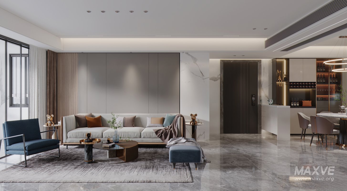 Modern living room and dining room interior scene - Image 5