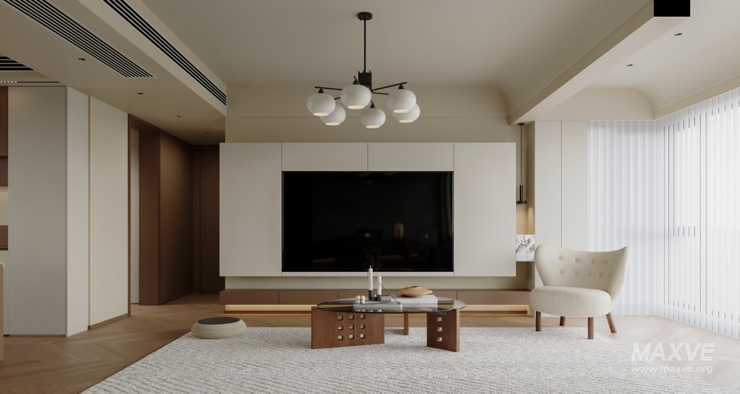 Modern living room and dining room interior scene - Image 2