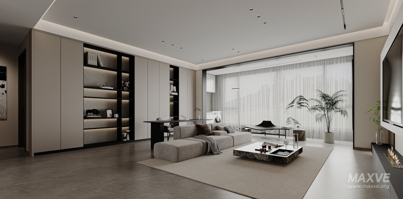 Modern living room and dining room interior scene - Image 3