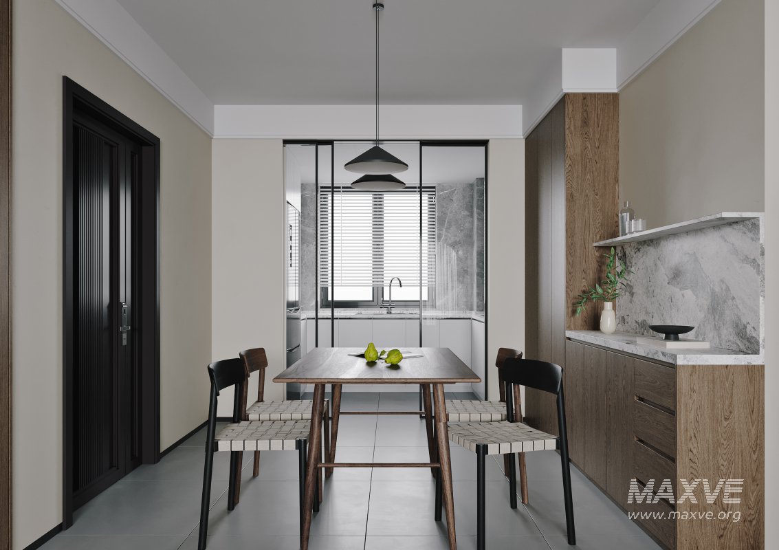 Modern living room and dining room interior scene - Image 1