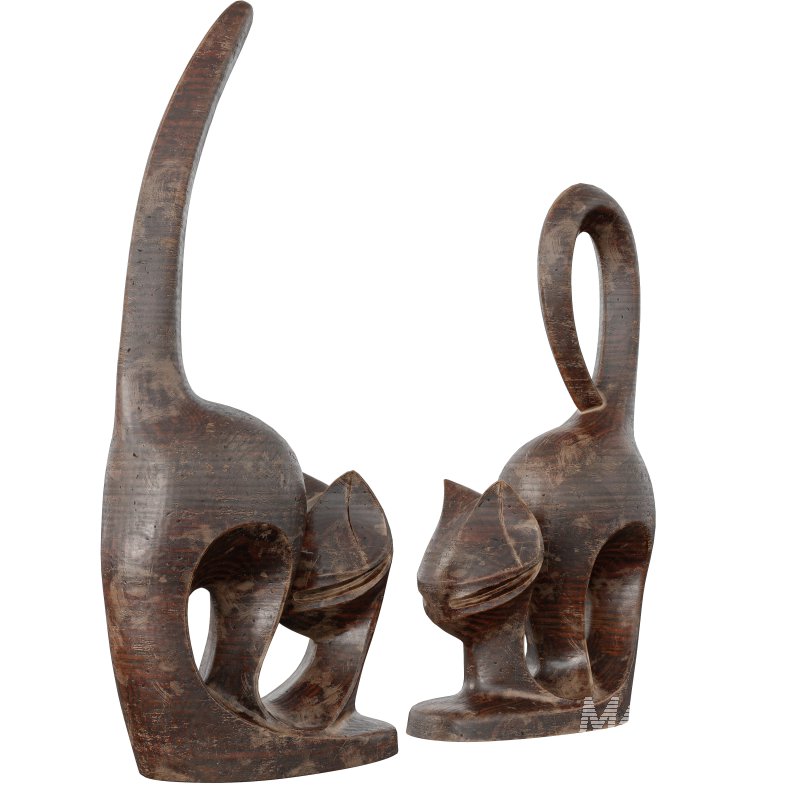 Wooden cats Statue - Image 2