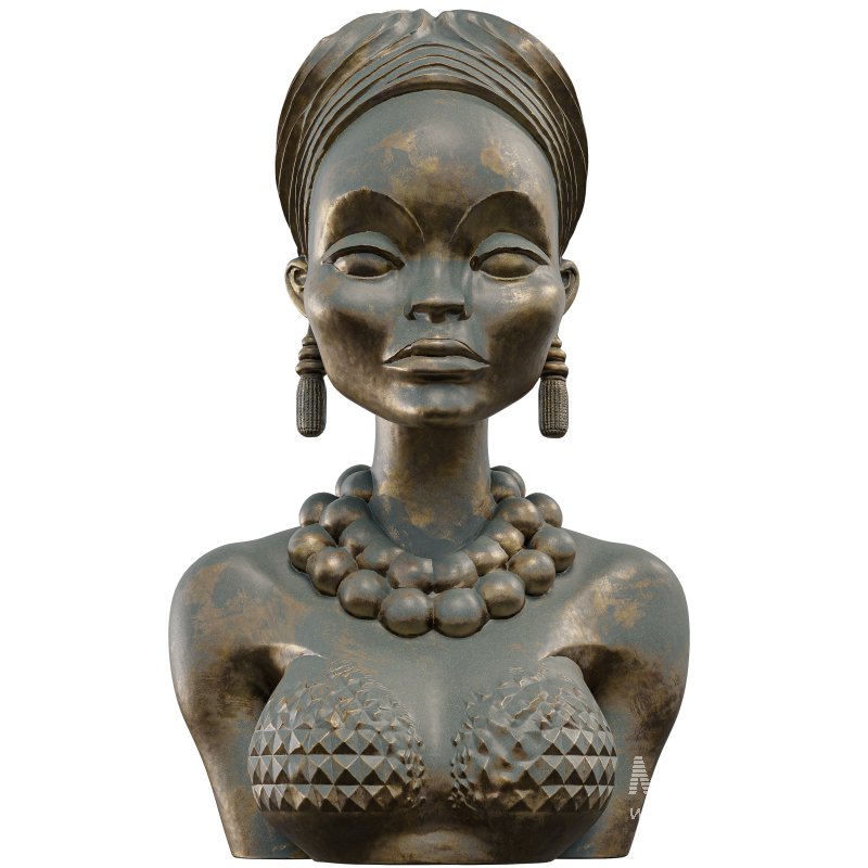 Polished Wood Bust 3D Model Stylized Female Figure - Image 5