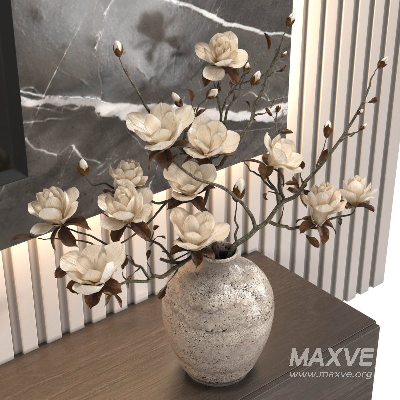 Modern TV Wall Unit with Dark Wood, Marble Back Panel and Glass Cabinets-Set 05 - Image 3