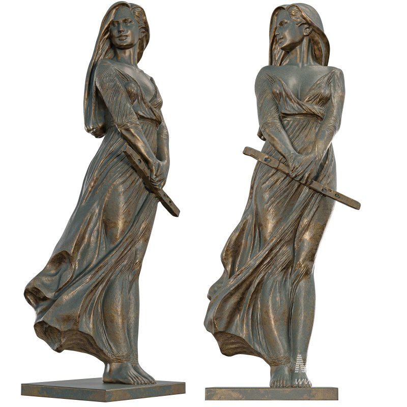 Antique Elegant Woman Sculpture with Flute - Image 6