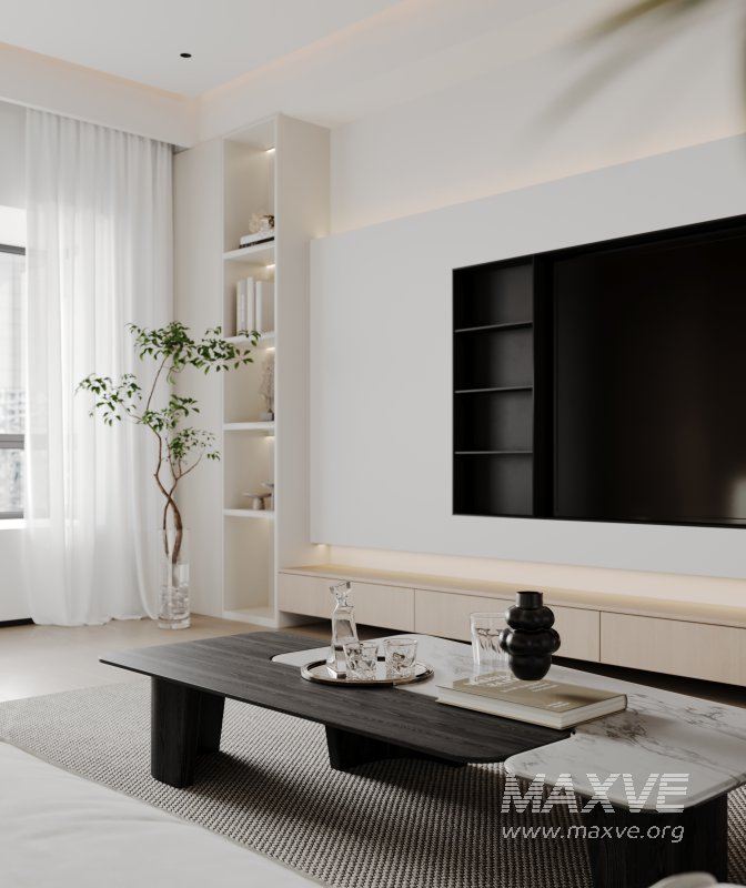Modern living room and dining room interior scene - Image 7