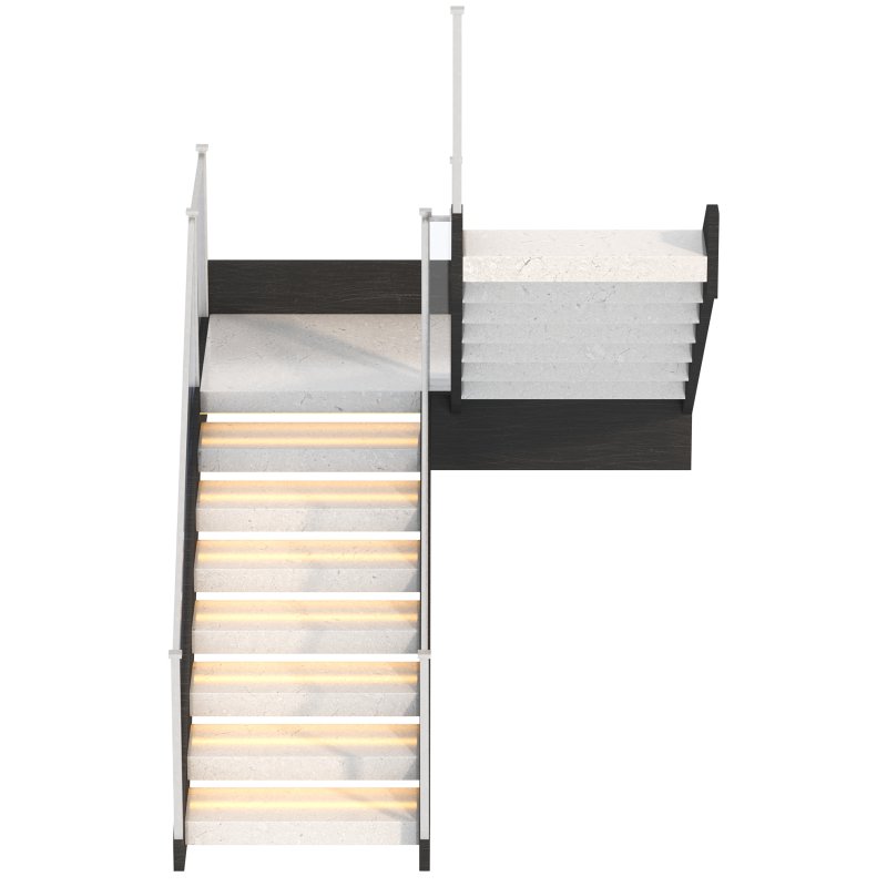 Modern Stone Stair with Framed Glass Railing - Image 3