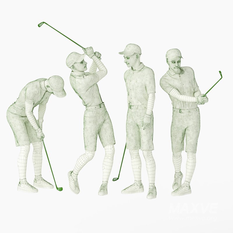 Golf Player Man 04 Poses - Image 1