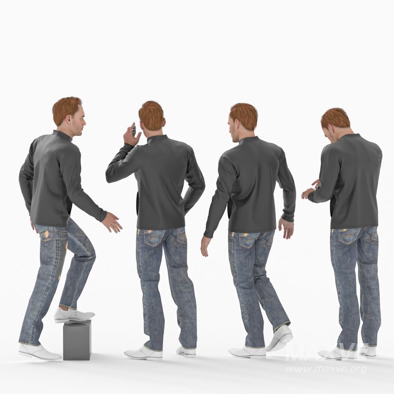 Casual Man With Leather Coat and Jeans 04 Poses - Image 5