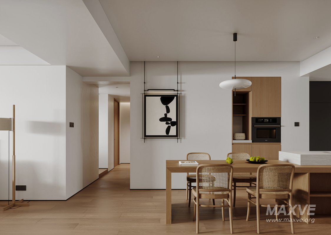 Modern living room and dining room office room interior scene - Image 8