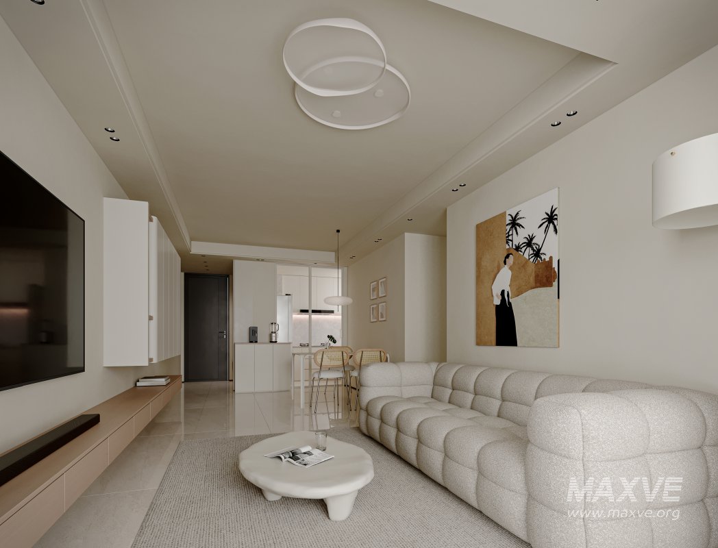 Modern living room and dining room interior scene - Image 3
