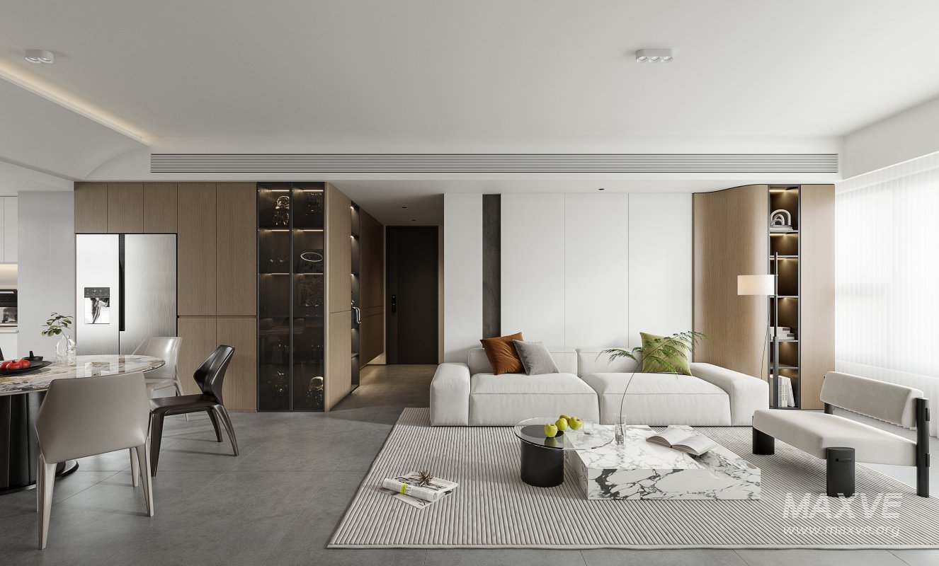 Modern living room and dining room interior scene - Image 5