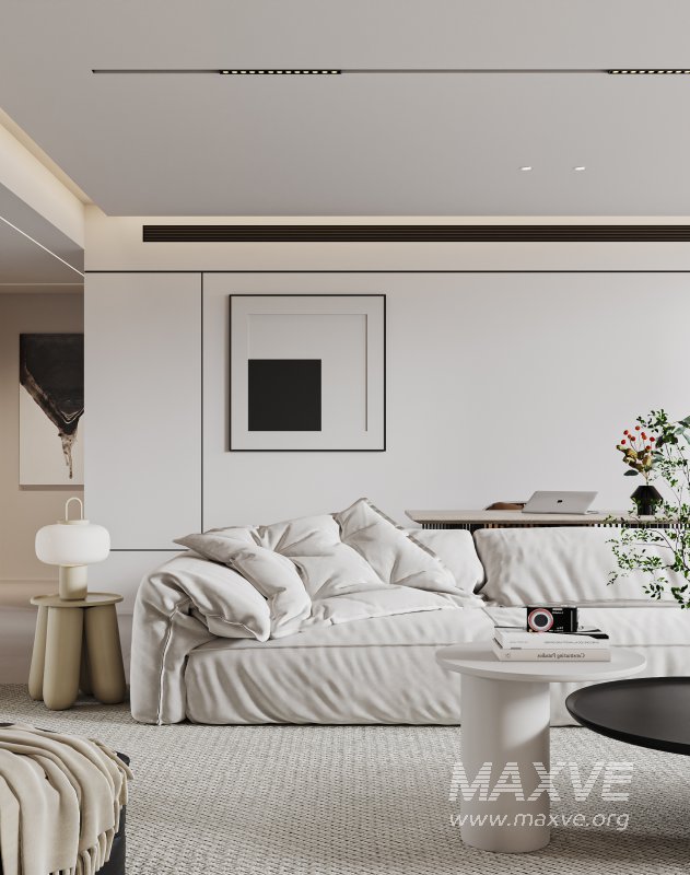 Modern living room and dining room kitchen interior scene - Image 3