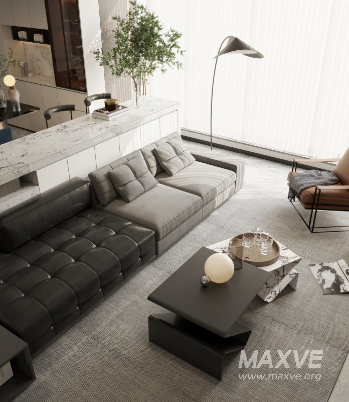 Modern living room and dining room interior scene - Image 4