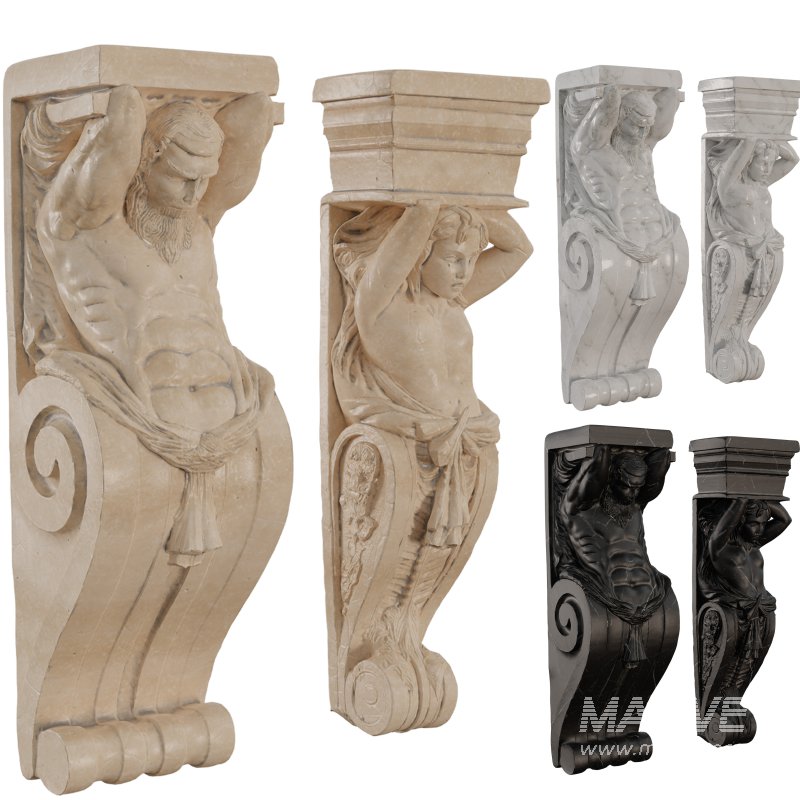 Classical MArble Corbel with Atlas Figure - Image 3