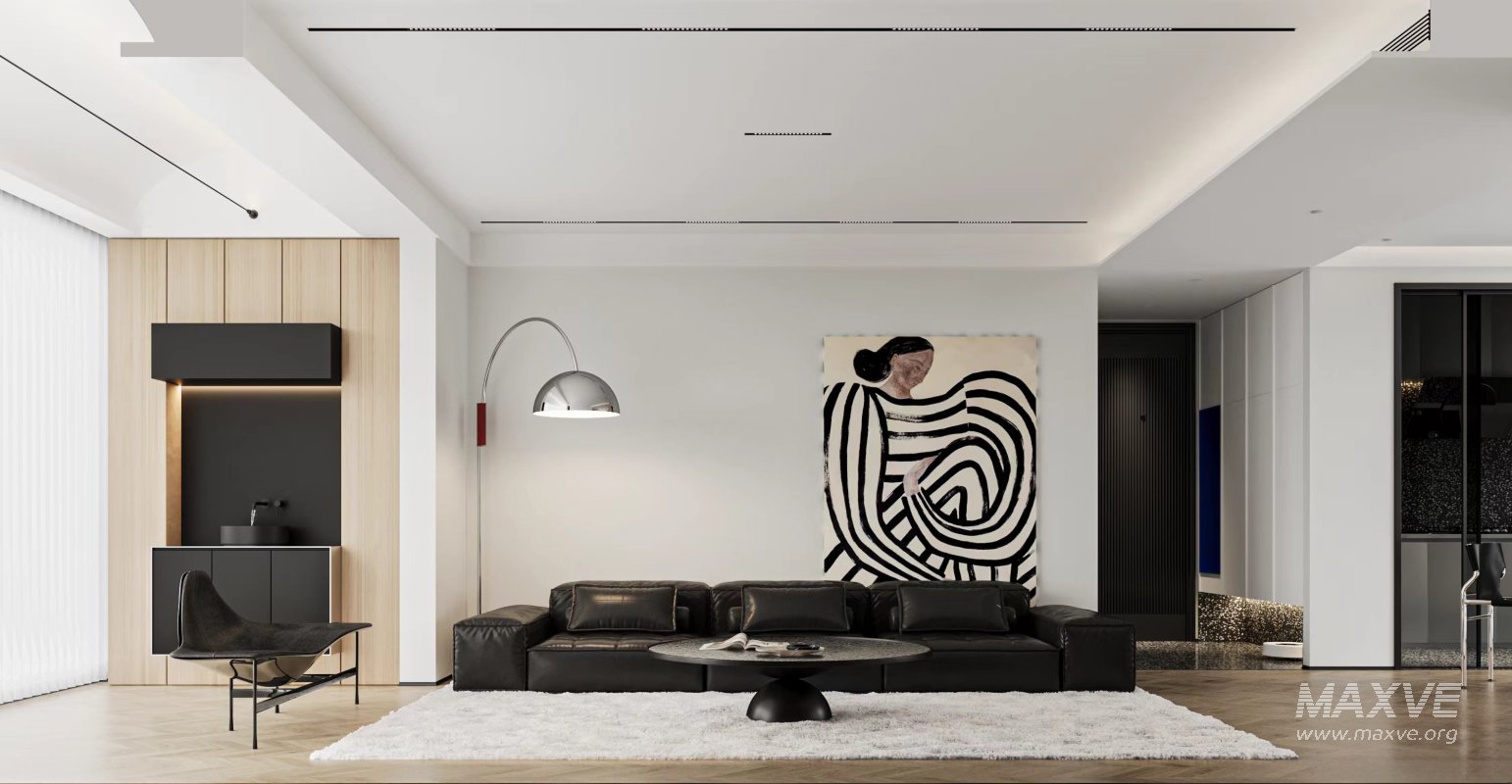 Modern living room and dining room interior scene - Image 1