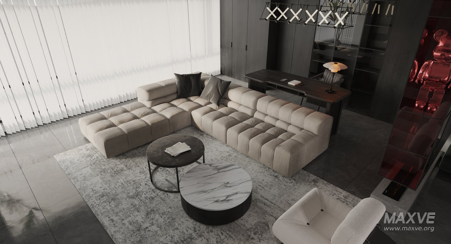 Modern living room and dining room interior scene - Image 2