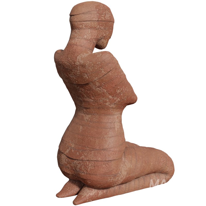 Seated Mummy Clay Statue - Image 4