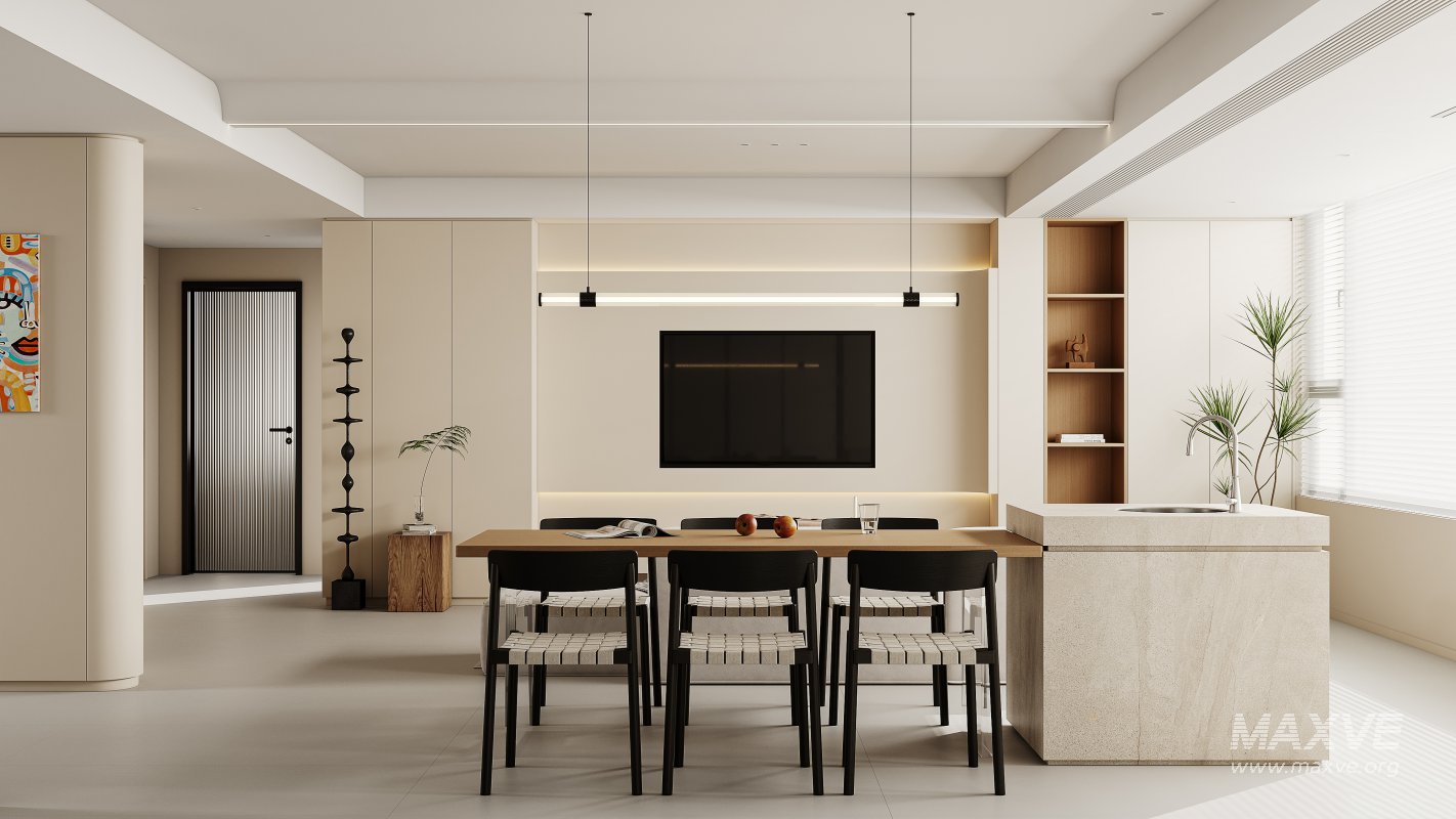 Modern living room and dining room interior scene - Image 4