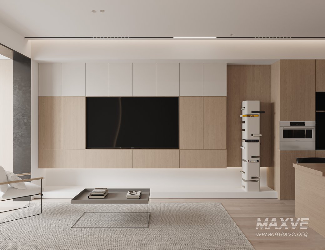Modern living room and dining room interior scene - Image 2