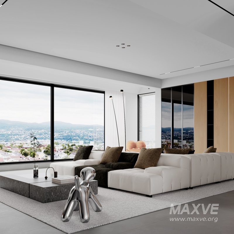 Modern living room and dining room interior scene - Image 7