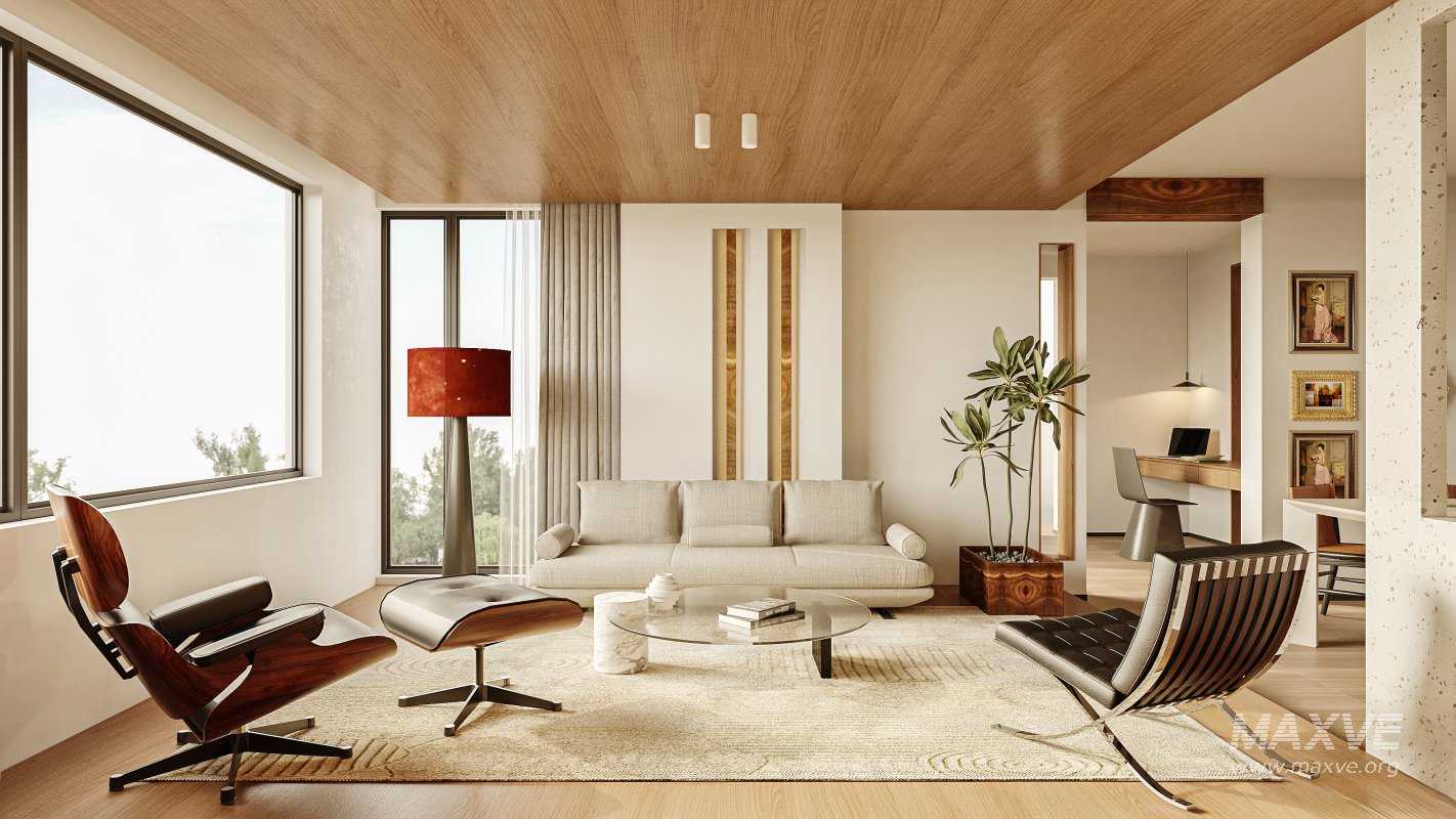 Modern living room and dining room interior scene - Image 3