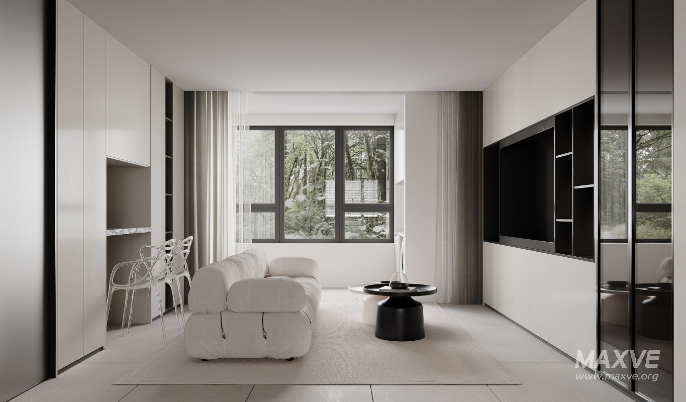 Modern living room and dining room interior scene - Image 5