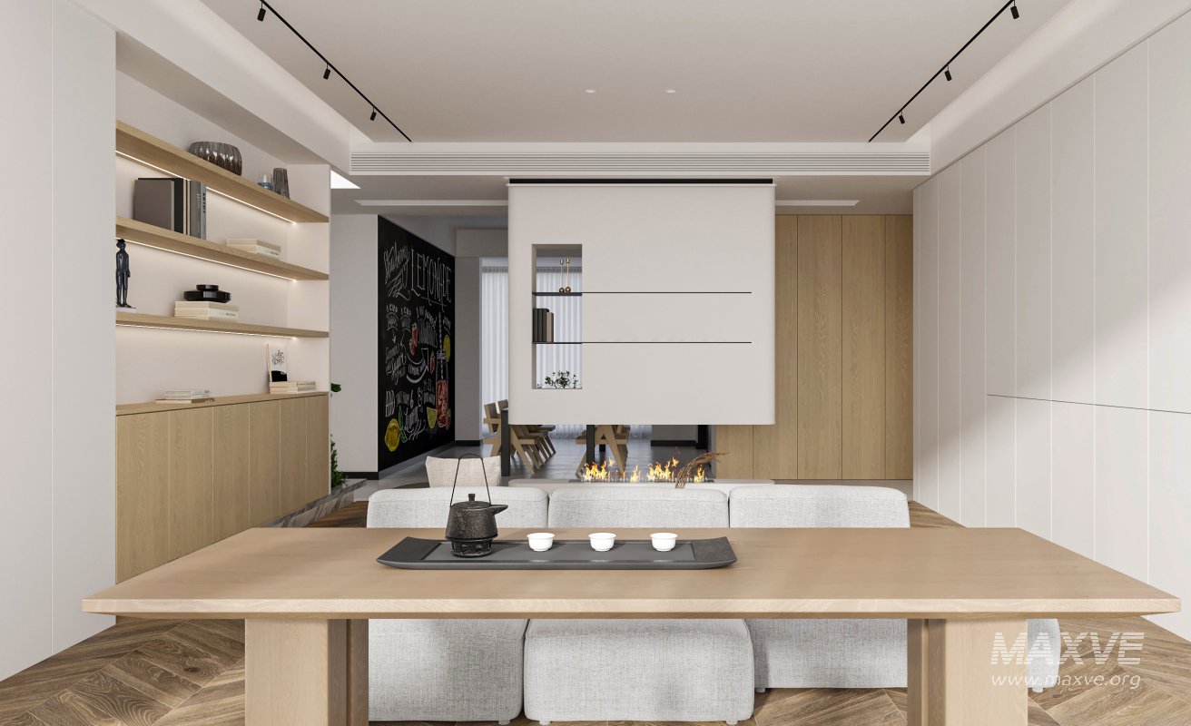 Modern living room and dining room interior scene - Image 3