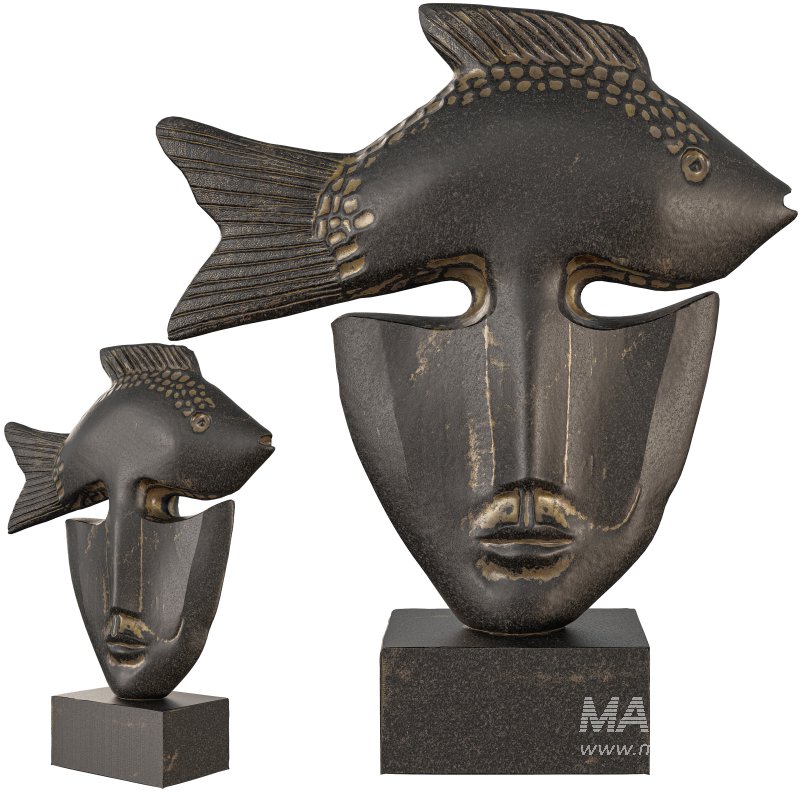 Surreal Fish Crown Face Sculpture - Image 5