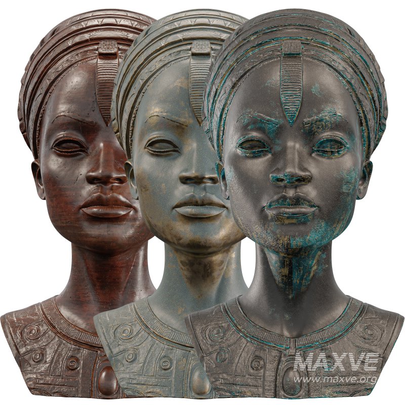 Regal African Queen Bust Sculpture Intricate - Image 3