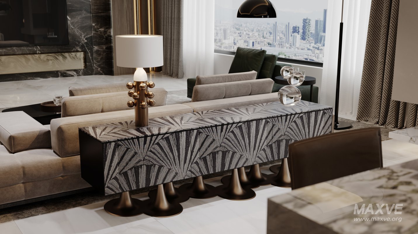 Modern living room and dining room interior scene - Image 4