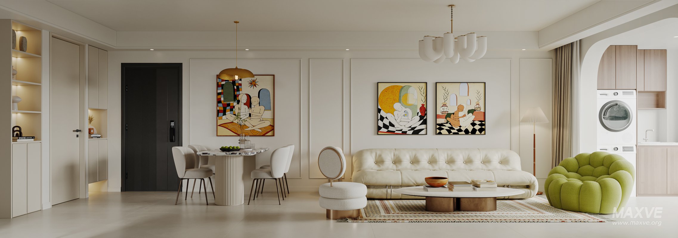Modern living room and dining room interior scene - Image 3