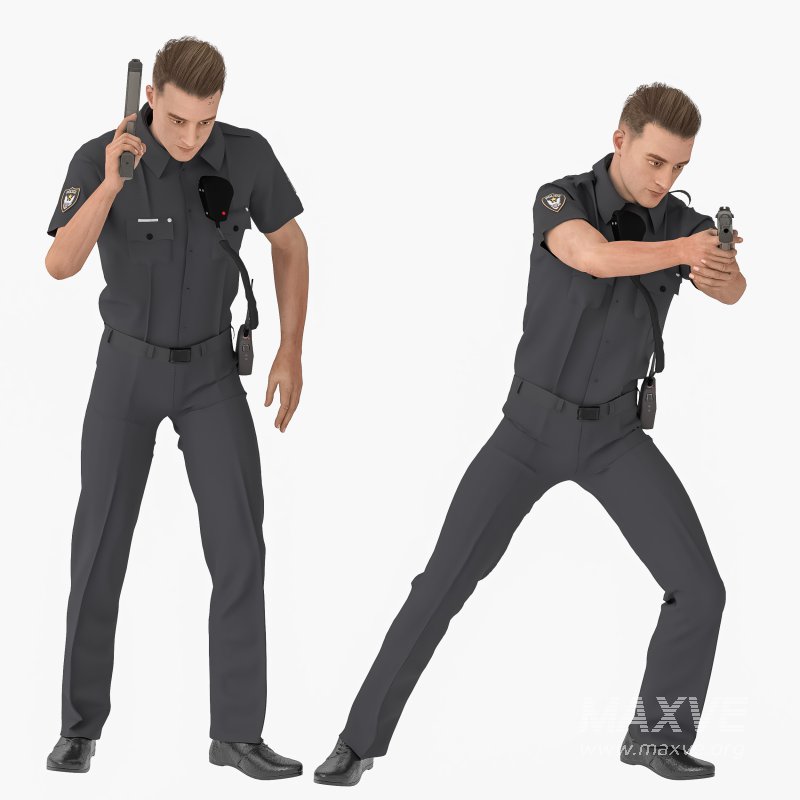 Police Man in 04 Poses - Image 3