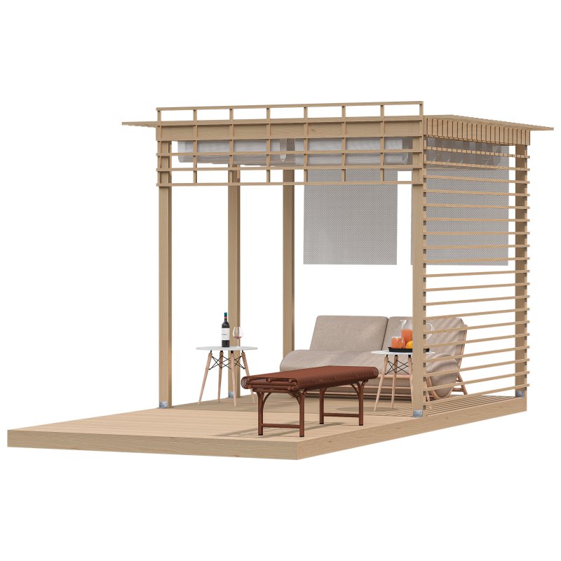 Pergola 3D Scene – Modern Outdoor Lounge and Dining Area - Image 3