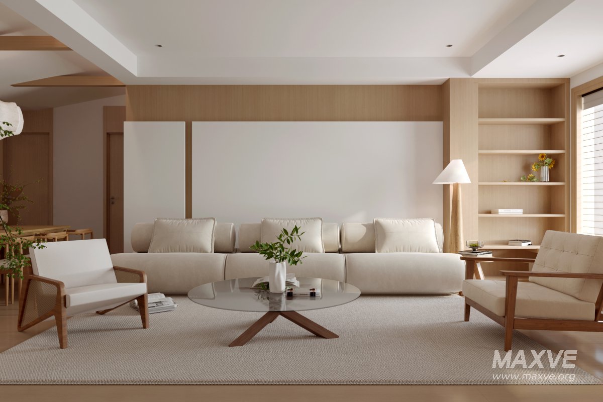 Modern living room and dining room interior scene - Image 2