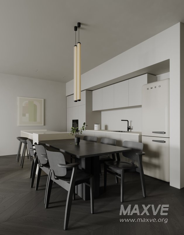 Modern living room and dining room interior scene - Image 7