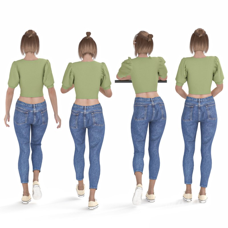 Casual Woman with Blue Jeans 04 Poses - Image 1