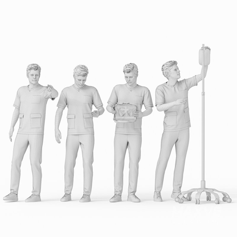 Nurse Man in 04 poses - Image 1