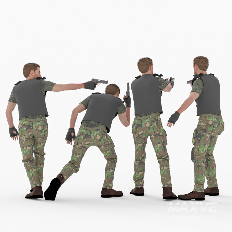 The Army Soldier Man 04 Poses - Image 2