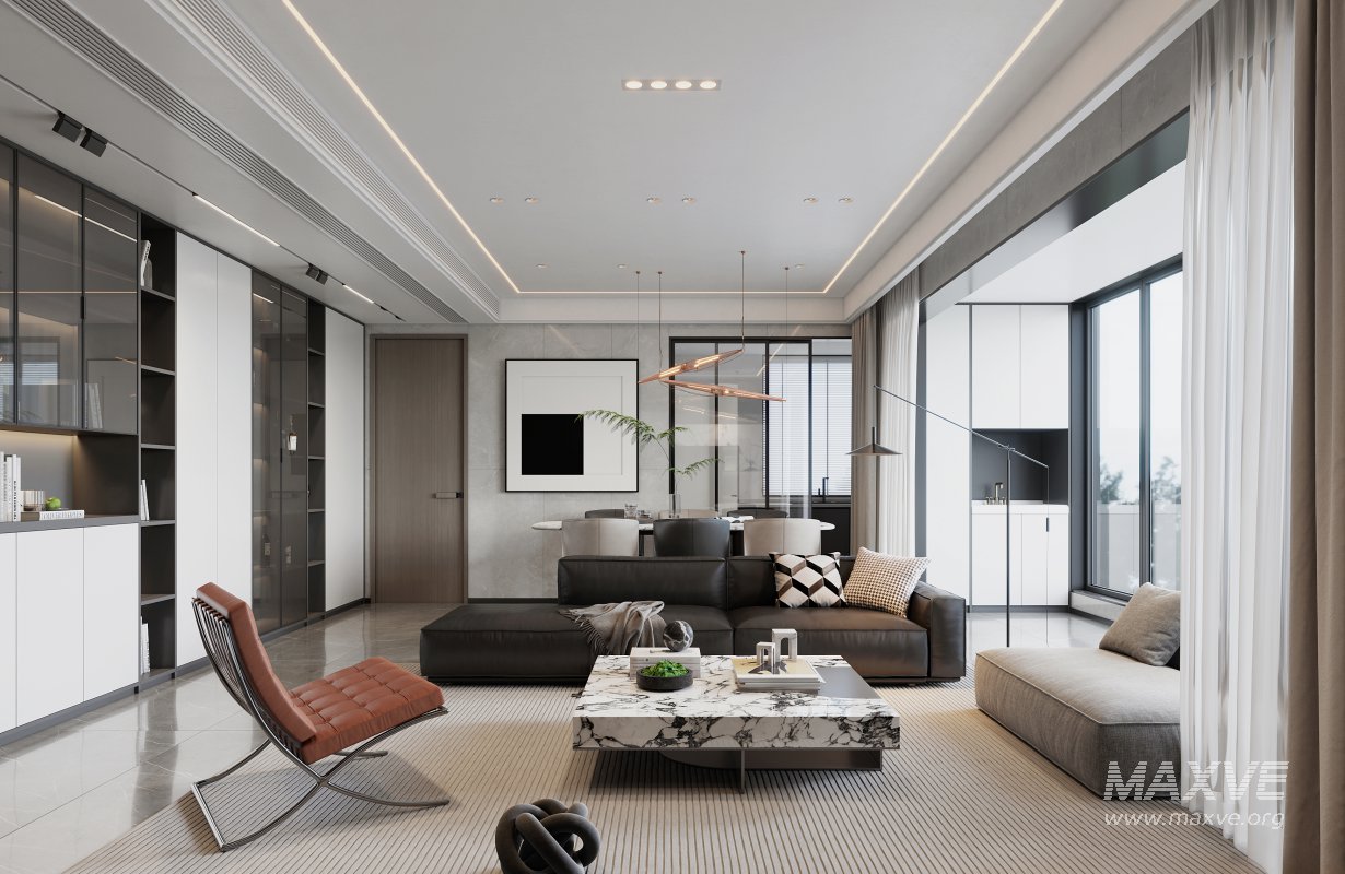 Modern living room and dining room interior scene - Image 3