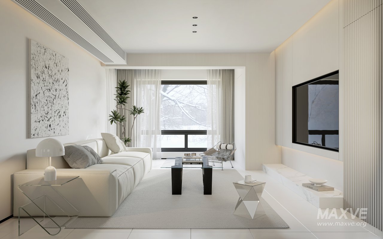 Modern living room and dining room interior scene - Image 2