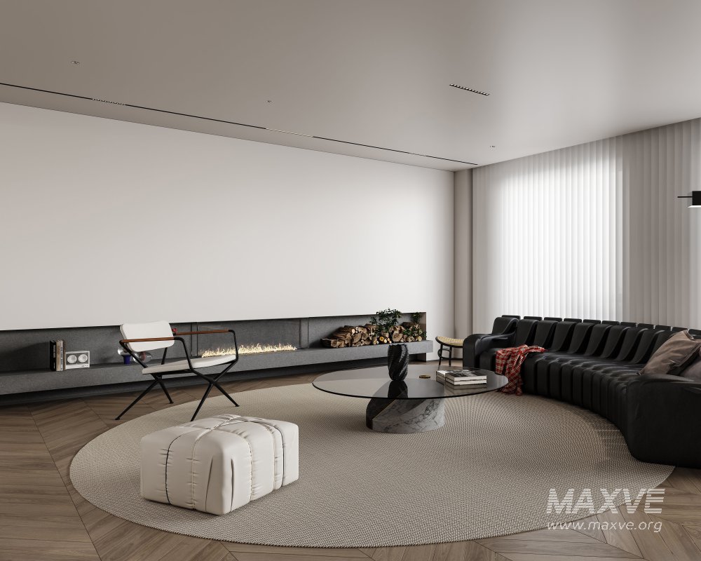 Modern living room and dining room interior scene - Image 9