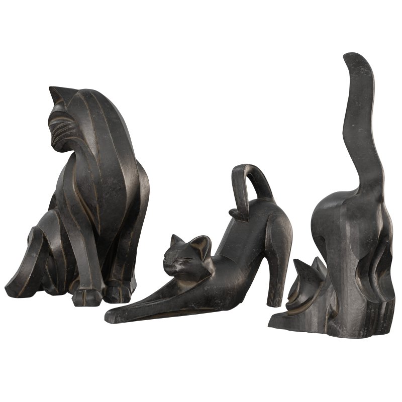 3 Cat Set Statue - Image 4
