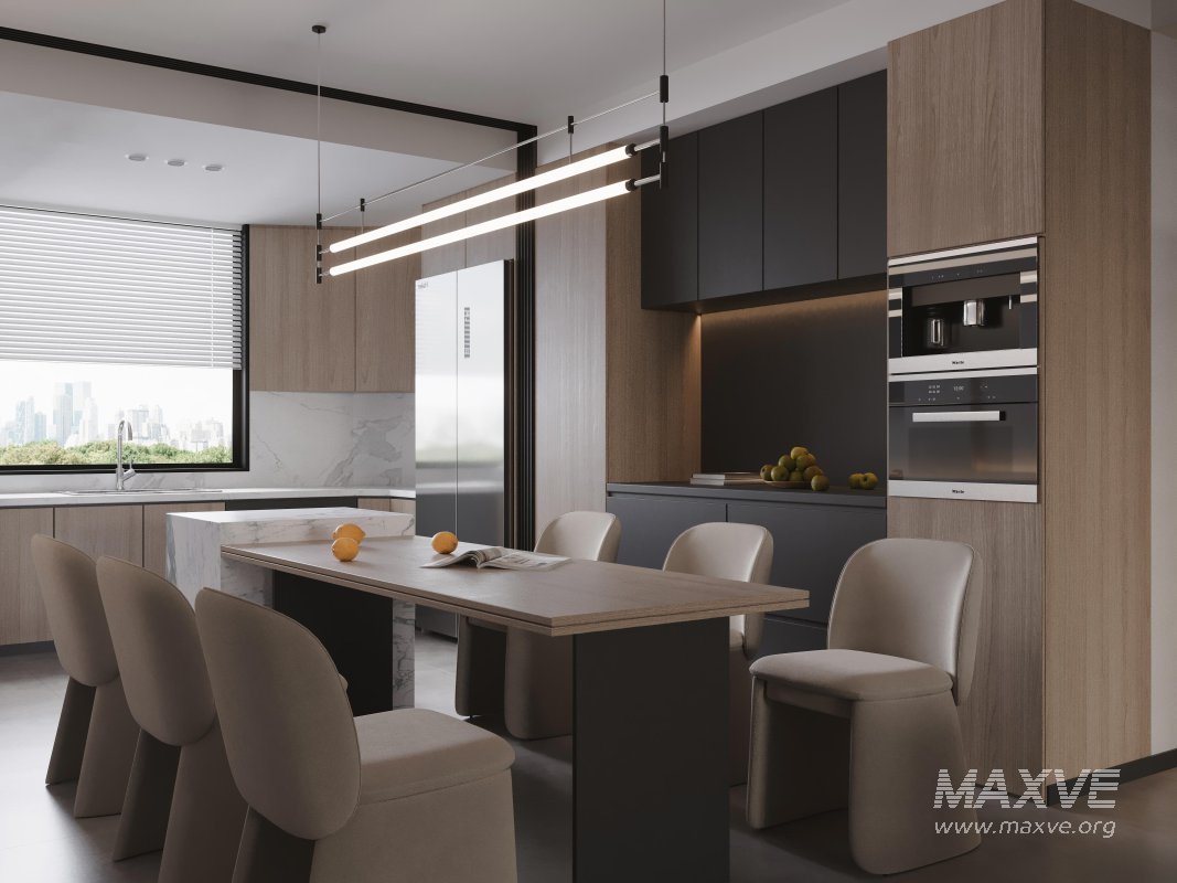 Modern living room and dining room interior scene - Image 4