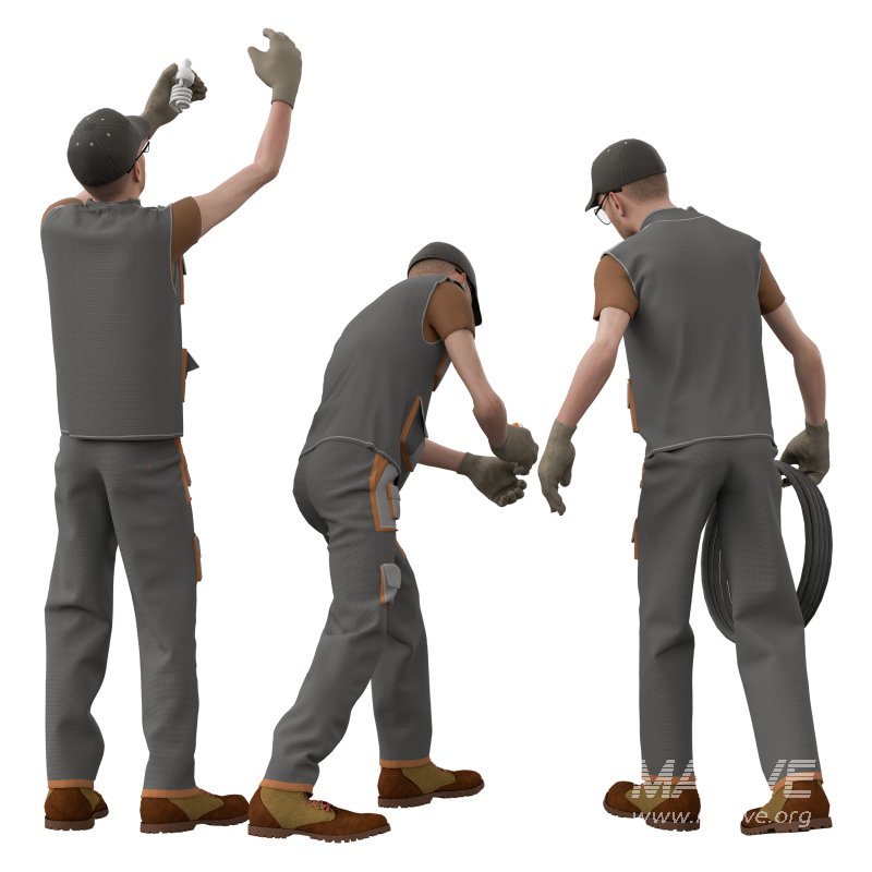 Electrician in 3 poses - Image 5