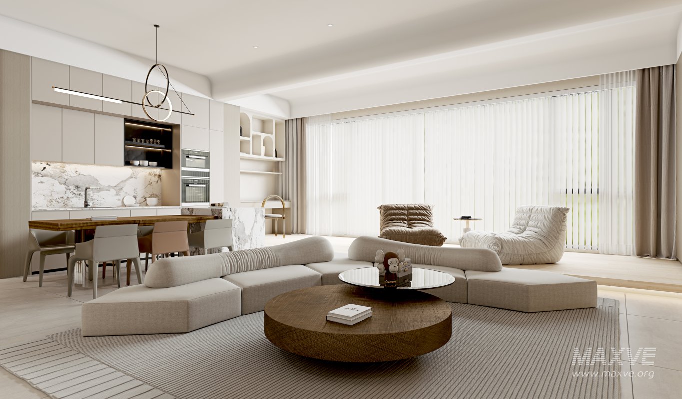 Modern living room and dining room interior scene - Image 5
