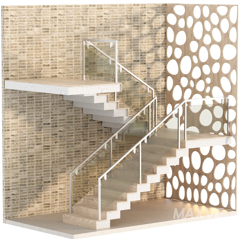wooden staircase with brick wall - Image 4