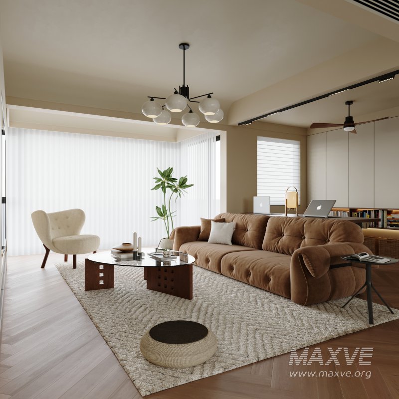 Modern living room and dining room interior scene - Image 11