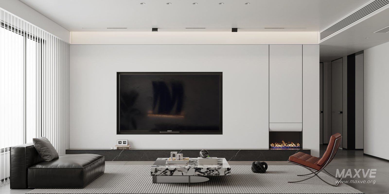 Modern living room and dining room interior scene - Image 1