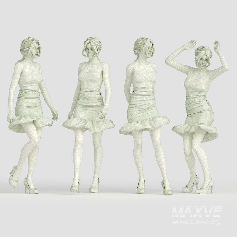 Woman in Party Dress 04 Poses - Image 5