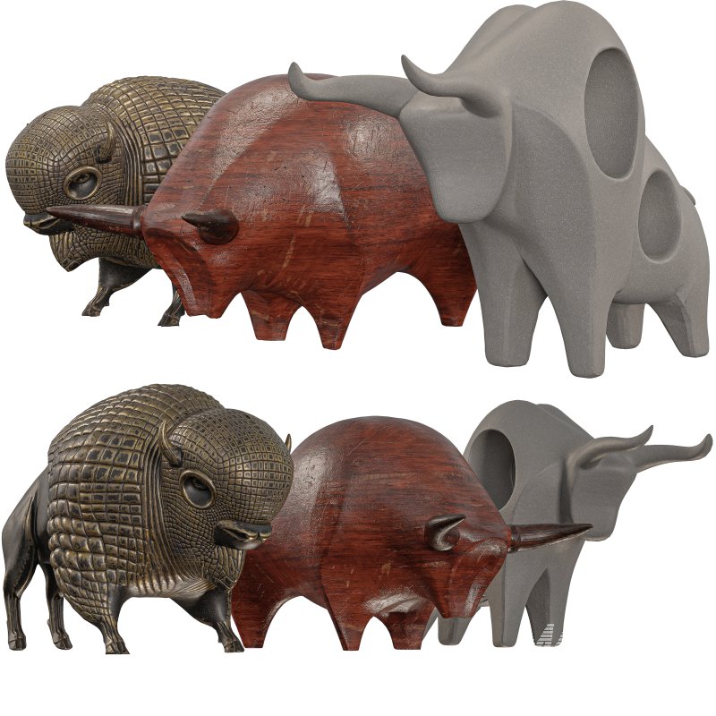 Three Stylized Cow Set Decorative Statue - Image 1